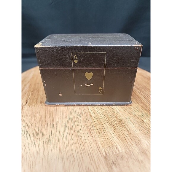 Vintage Wooden Playing Cards Box With 2 Decks Of Cards Made In Japan - Picture 1 of 9